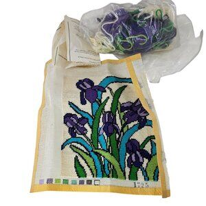 Iris Needlepoint Kit Trio3 Finished Extra Yarn & Canvas
